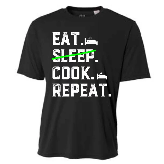 Eat Sleep Cooking Repeat No Sleep Culinary Cook Cooking Chef Gift Cooling Performance Crew T-Shirt