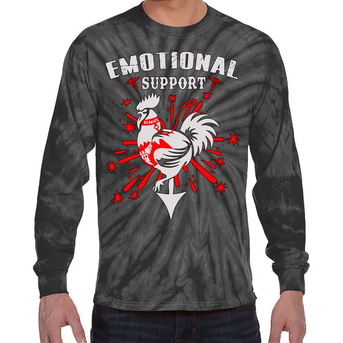 Emotional Support Chicken Emotional Support Cock Tie-Dye Long Sleeve Shirt