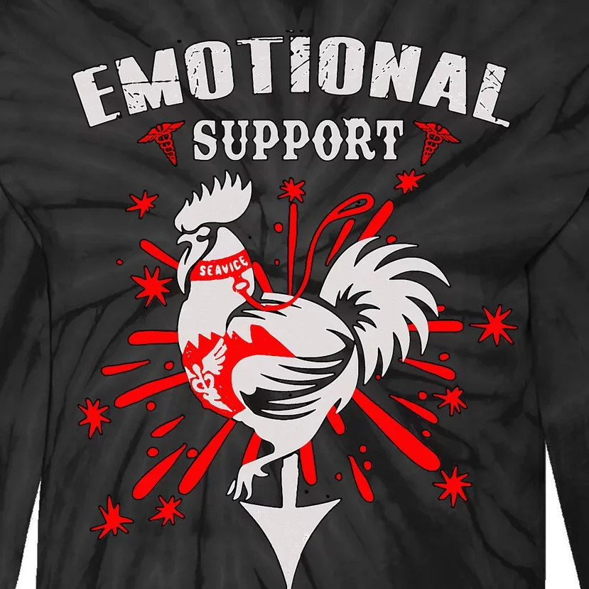 Emotional Support Chicken Emotional Support Cock Tie-Dye Long Sleeve Shirt