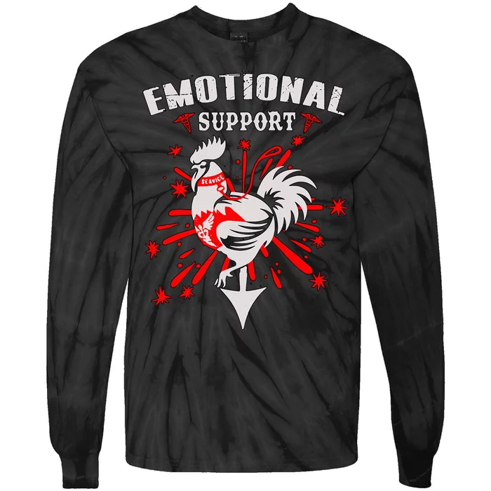 Emotional Support Chicken Emotional Support Cock Tie-Dye Long Sleeve Shirt