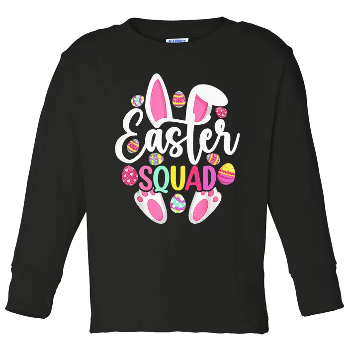 Easter Squad Cute Bunny Rabbit Crew Hunting Egg Toddler Long Sleeve Shirt