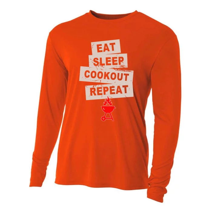 Eat Sleep Cookout American Chef Repeat Summer Gift Cooling Performance Long Sleeve Crew