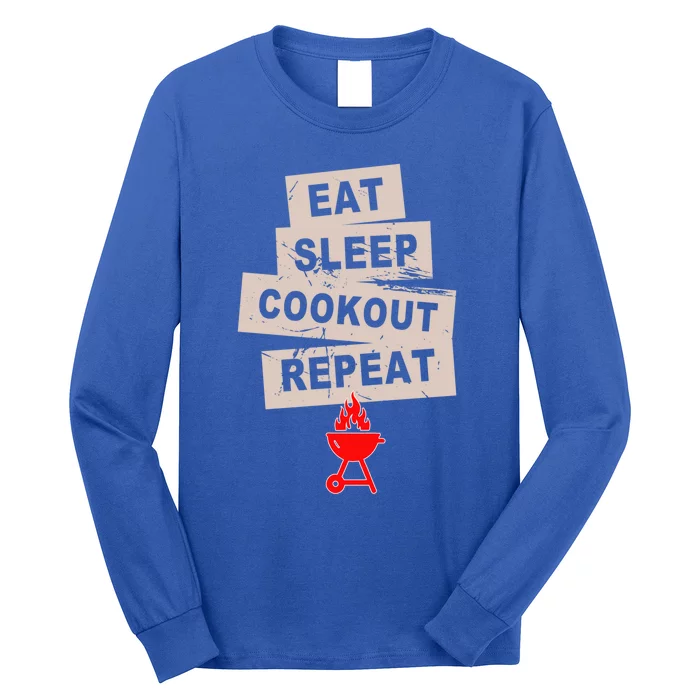 Eat Sleep Cookout American Chef Repeat Summer Gift Long Sleeve Shirt