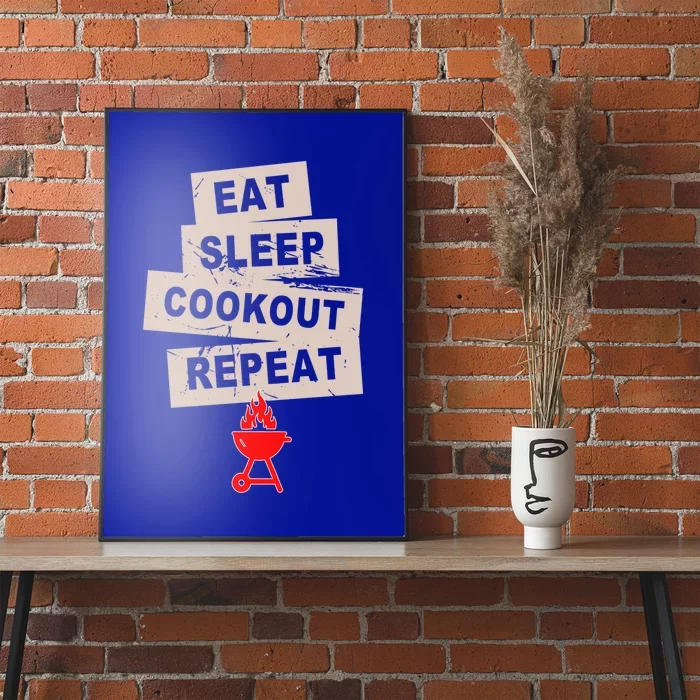 Eat Sleep Cookout American Chef Repeat Summer Gift Poster