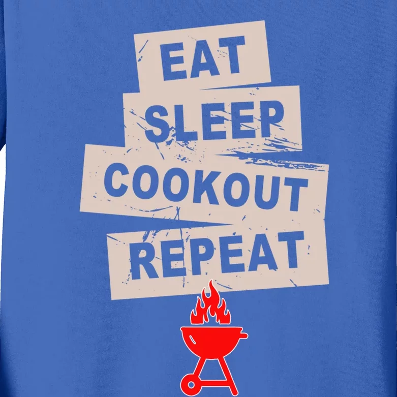 Eat Sleep Cookout American Chef Repeat Summer Gift Kids Long Sleeve Shirt