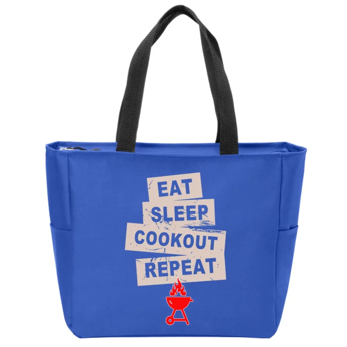 Eat Sleep Cookout American Chef Repeat Summer Gift Zip Tote Bag