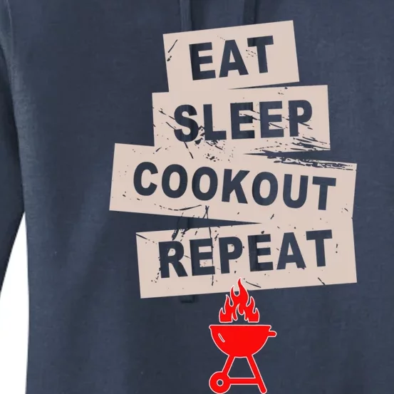 Eat Sleep Cookout American Chef Repeat Summer Gift Women's Pullover Hoodie