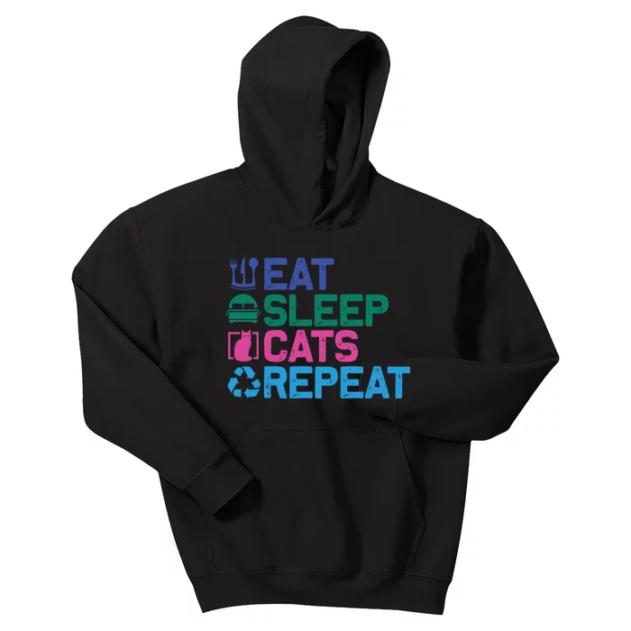 Eat Sleep Cats Repeat Kids Hoodie