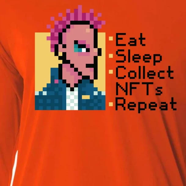 Eat Sleep Collect Nfts Repeat Pixel Cooling Performance Long Sleeve Crew