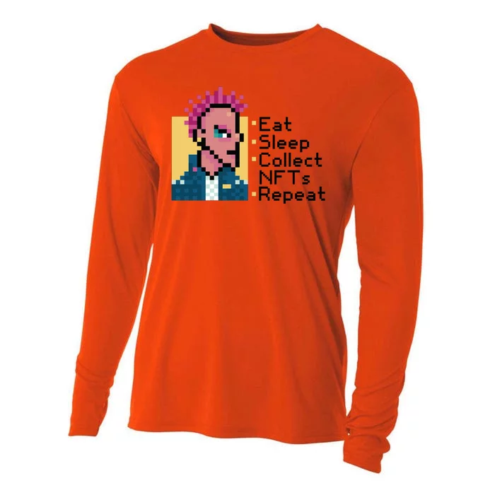 Eat Sleep Collect Nfts Repeat Pixel Cooling Performance Long Sleeve Crew