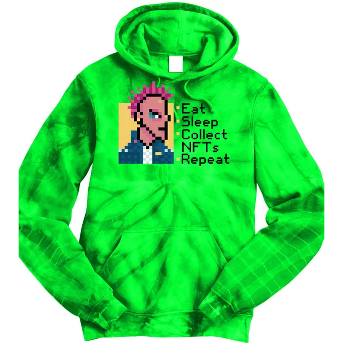 Eat Sleep Collect Nfts Repeat Pixel Tie Dye Hoodie