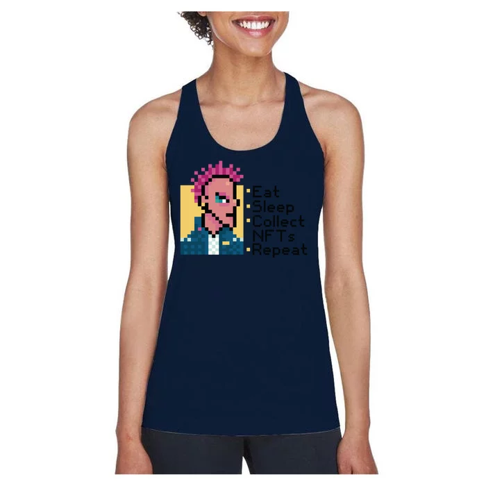 Eat Sleep Collect Nfts Repeat Pixel Women's Racerback Tank