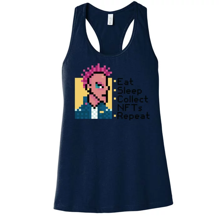 Eat Sleep Collect Nfts Repeat Pixel Women's Racerback Tank