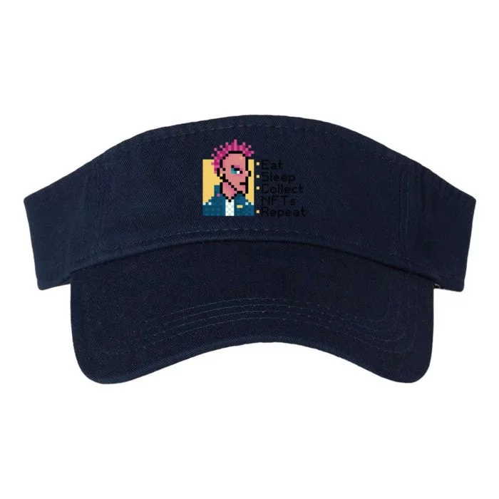 Eat Sleep Collect Nfts Repeat Pixel Valucap Bio-Washed Visor