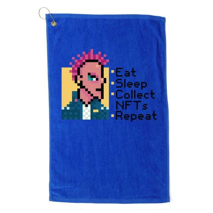 Eat Sleep Collect Nfts Repeat Pixel Platinum Collection Golf Towel