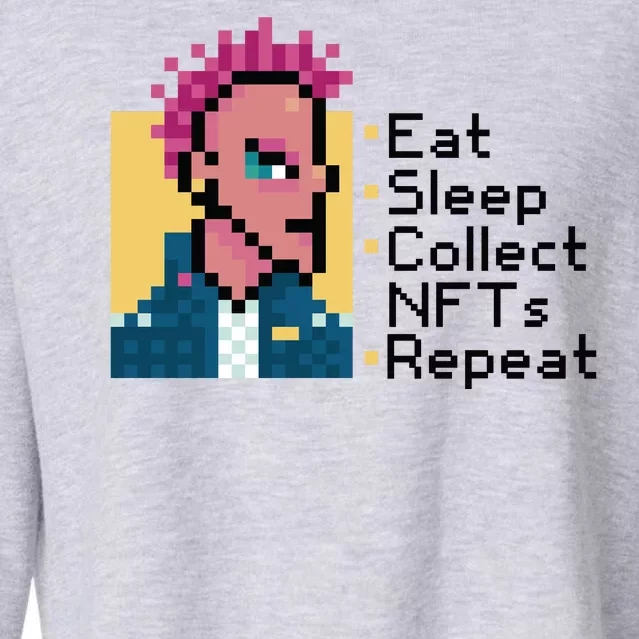 Eat Sleep Collect Nfts Repeat Pixel Cropped Pullover Crew