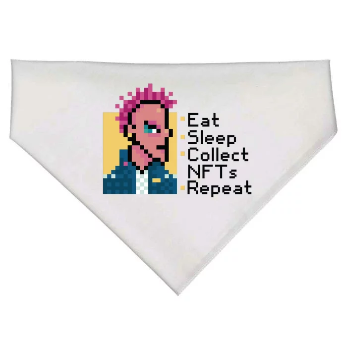 Eat Sleep Collect Nfts Repeat Pixel USA-Made Doggie Bandana