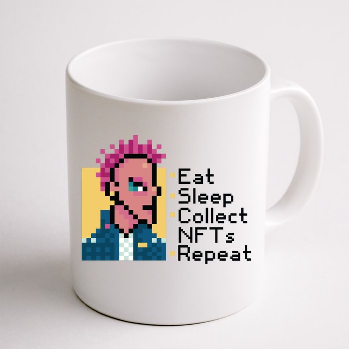 Eat Sleep Collect Nfts Repeat Pixel Front & Back Coffee Mug