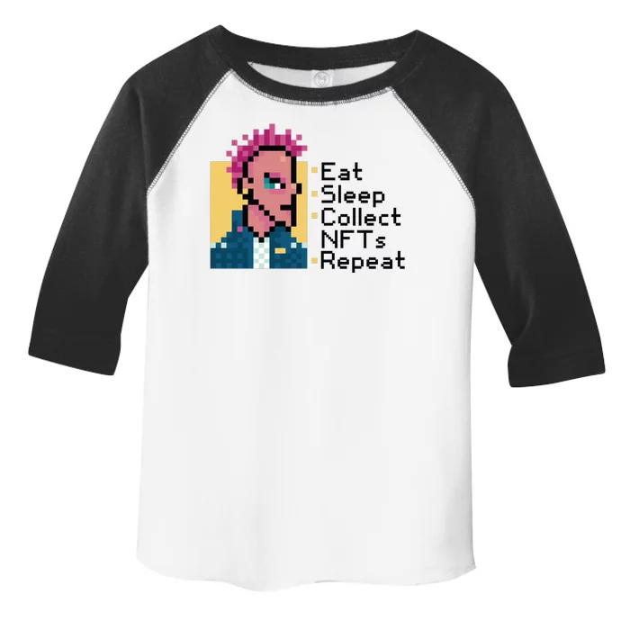 Eat Sleep Collect Nfts Repeat Pixel Toddler Fine Jersey T-Shirt