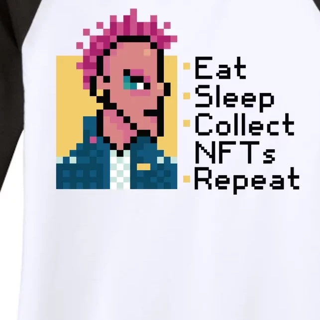 Eat Sleep Collect Nfts Repeat Pixel Women's Tri-Blend 3/4-Sleeve Raglan Shirt