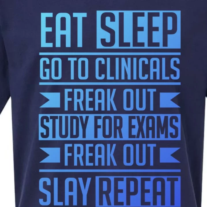 Eat Sleep Clinicals Repeat Funny Nursing School Funny Gift Sueded Cloud Jersey T-Shirt