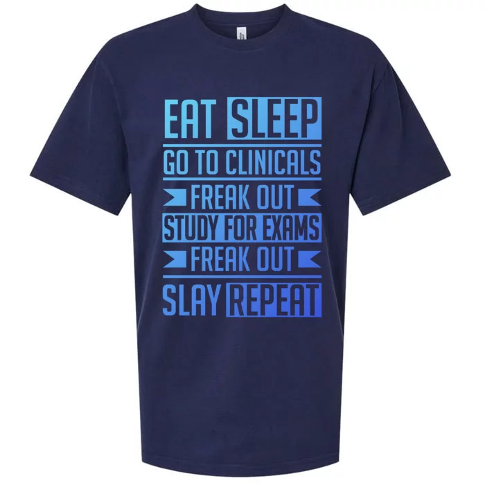 Eat Sleep Clinicals Repeat Funny Nursing School Funny Gift Sueded Cloud Jersey T-Shirt