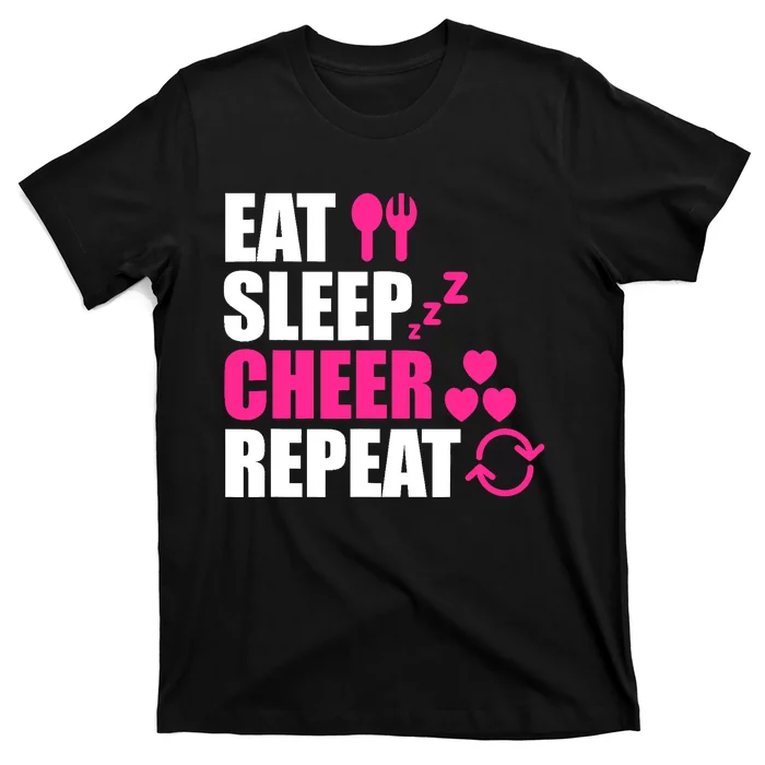 Eat Sleep Cheer Repeat Funny Cheerleader Cheering Squad Gag T-Shirt