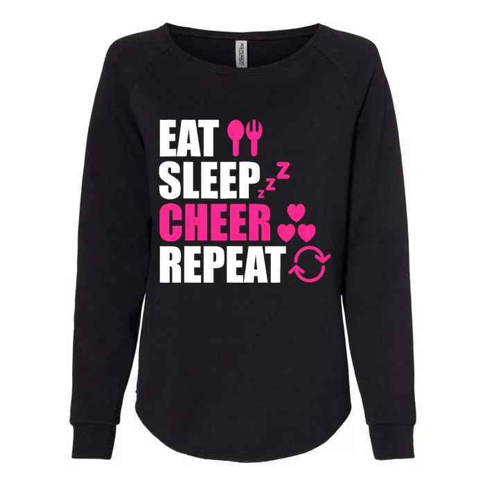 Eat Sleep Cheer Repeat Funny Cheerleader Cheering Squad Gag Womens California Wash Sweatshirt