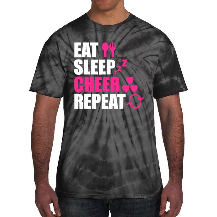 Eat Sleep Cheer Repeat Funny Cheerleader Cheering Squad Gag Tie-Dye T-Shirt