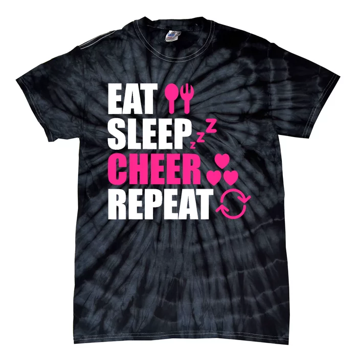 Eat Sleep Cheer Repeat Funny Cheerleader Cheering Squad Gag Tie-Dye T-Shirt