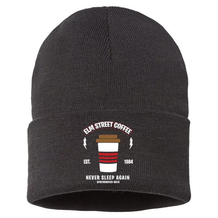 Elm Street Coffee Sleeping Freddy Funny Gift Sustainable Knit Beanie