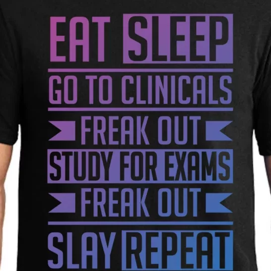 Eat Sleep Clinicals Repeat Funny Nursing School Funny Gift Pajama Set