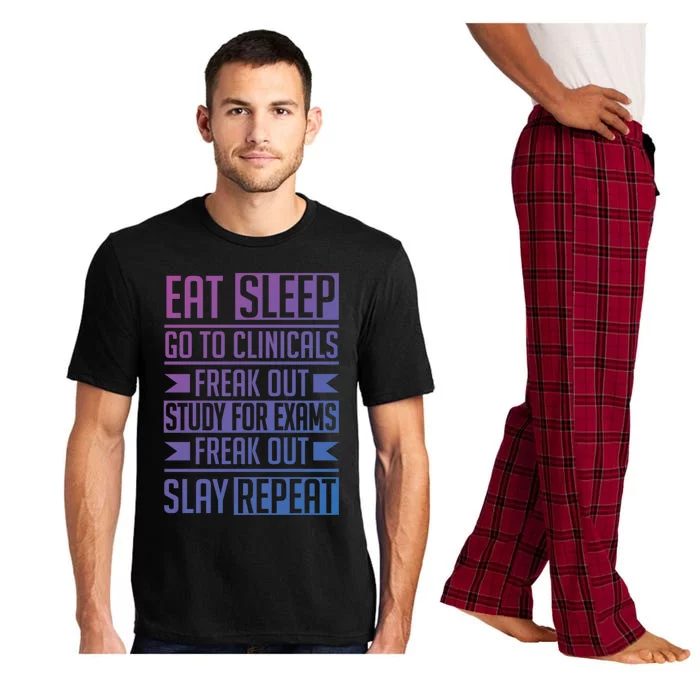 Eat Sleep Clinicals Repeat Funny Nursing School Funny Gift Pajama Set