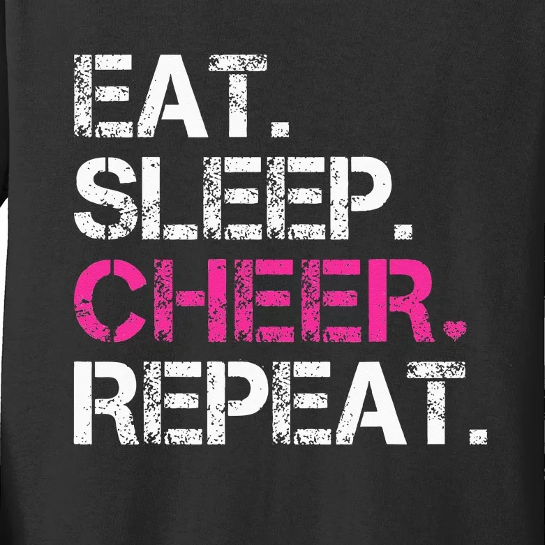 Eat Sleep Cheer Repeat Cheerleading Cheerleader Gifts Kids Long Sleeve Shirt