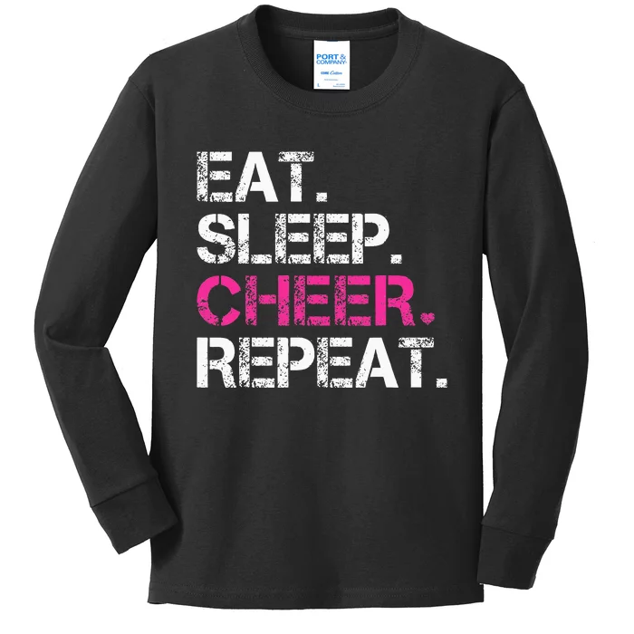 Eat Sleep Cheer Repeat Cheerleading Cheerleader Gifts Kids Long Sleeve Shirt