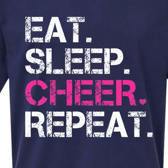 Eat Sleep Cheer Repeat Cheerleading Cheerleader Gifts Sueded Cloud Jersey T-Shirt