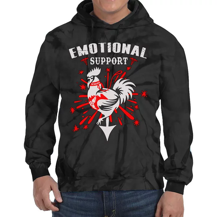 Emotional Support Chicken Emotional Support Cock Tie Dye Hoodie