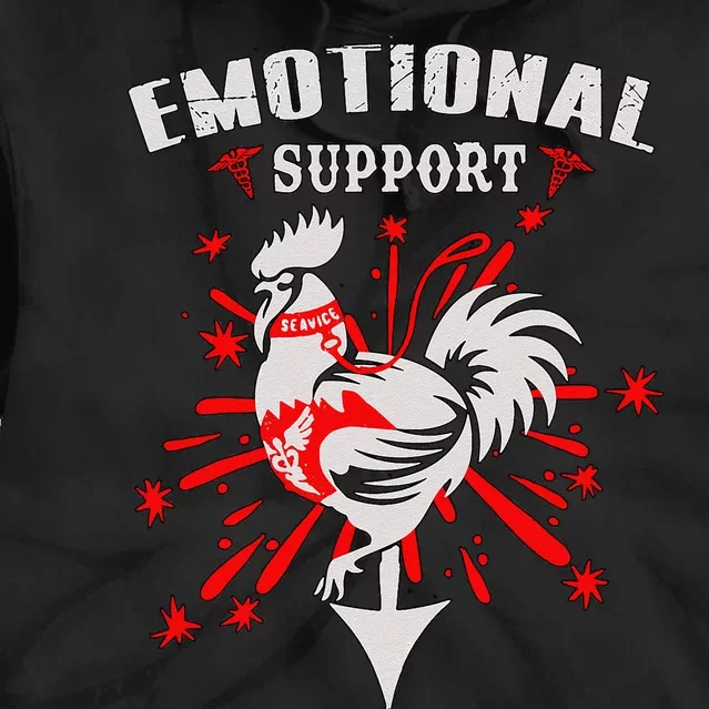 Emotional Support Chicken Emotional Support Cock Tie Dye Hoodie