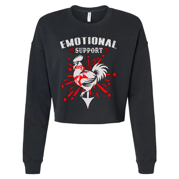 Emotional Support Chicken Emotional Support Cock Cropped Pullover Crew