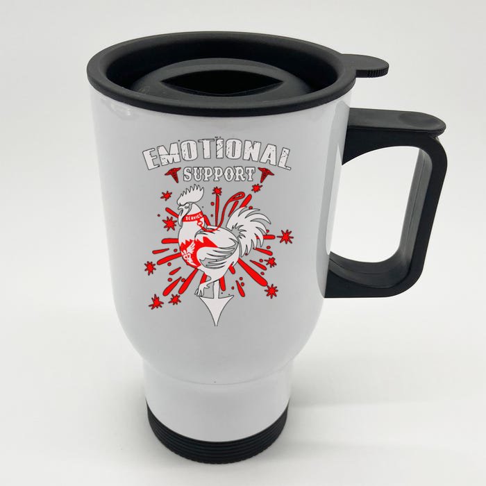 Emotional Support Chicken Emotional Support Cock Front & Back Stainless Steel Travel Mug