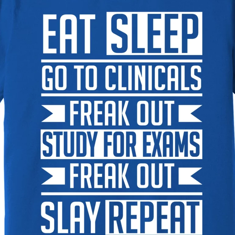 Eat Sleep Clinicals Repeat Funny Nursing School Gift Premium T-Shirt