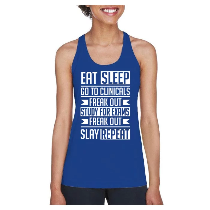 Eat Sleep Clinicals Repeat Funny Nursing School Gift Women's Racerback Tank