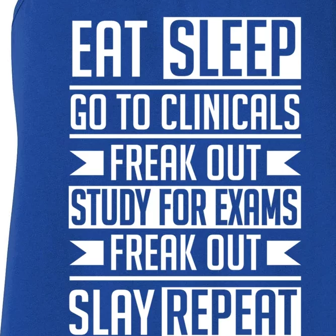 Eat Sleep Clinicals Repeat Funny Nursing School Gift Women's Racerback Tank