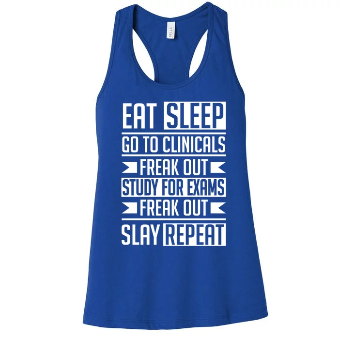 Eat Sleep Clinicals Repeat Funny Nursing School Gift Women's Racerback Tank