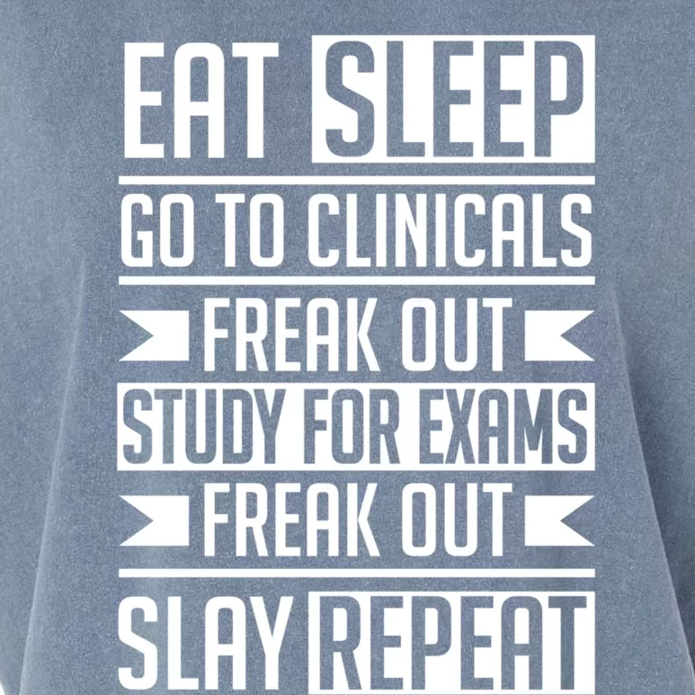 Eat Sleep Clinicals Repeat Funny Nursing School Gift Garment-Dyed Women's Muscle Tee