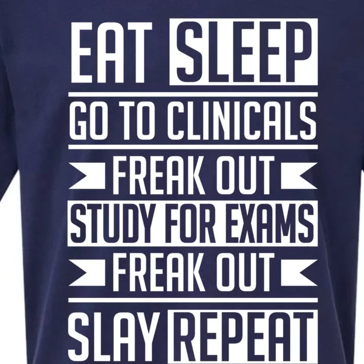 Eat Sleep Clinicals Repeat Funny Nursing School Gift Sueded Cloud Jersey T-Shirt