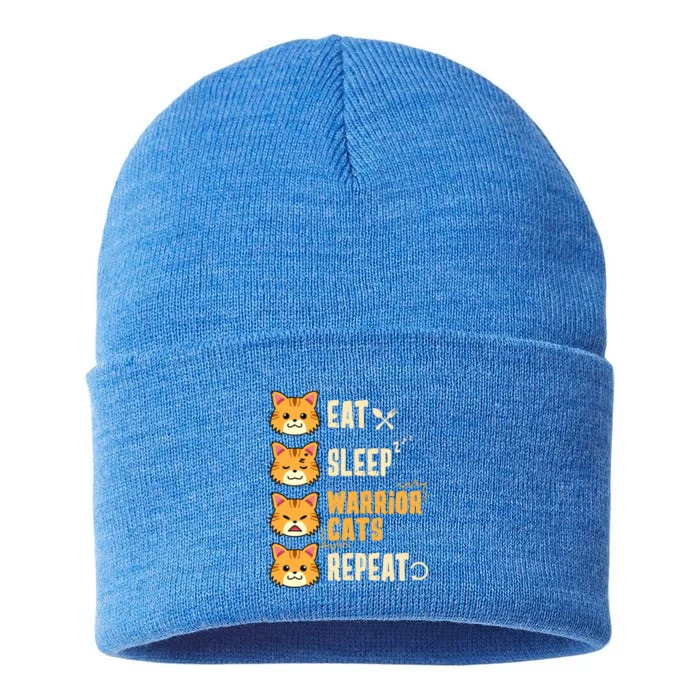 Eat Sleep Cat Warriors Repeat Cat Warrior Love Cats Great Gift Sustainable Knit Beanie