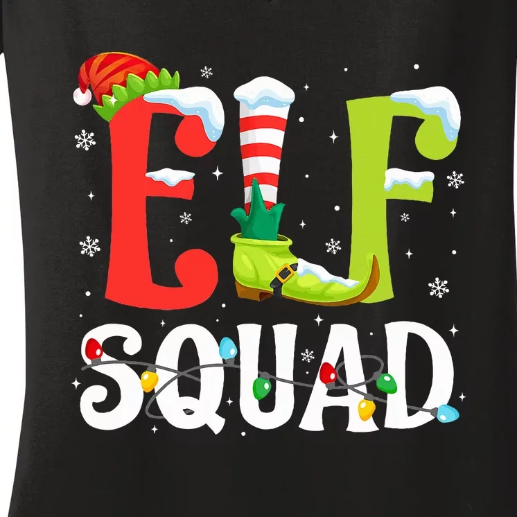 Elf Squad Christmas Family Matching Xmas Elf Pajamas Women's V-Neck T-Shirt