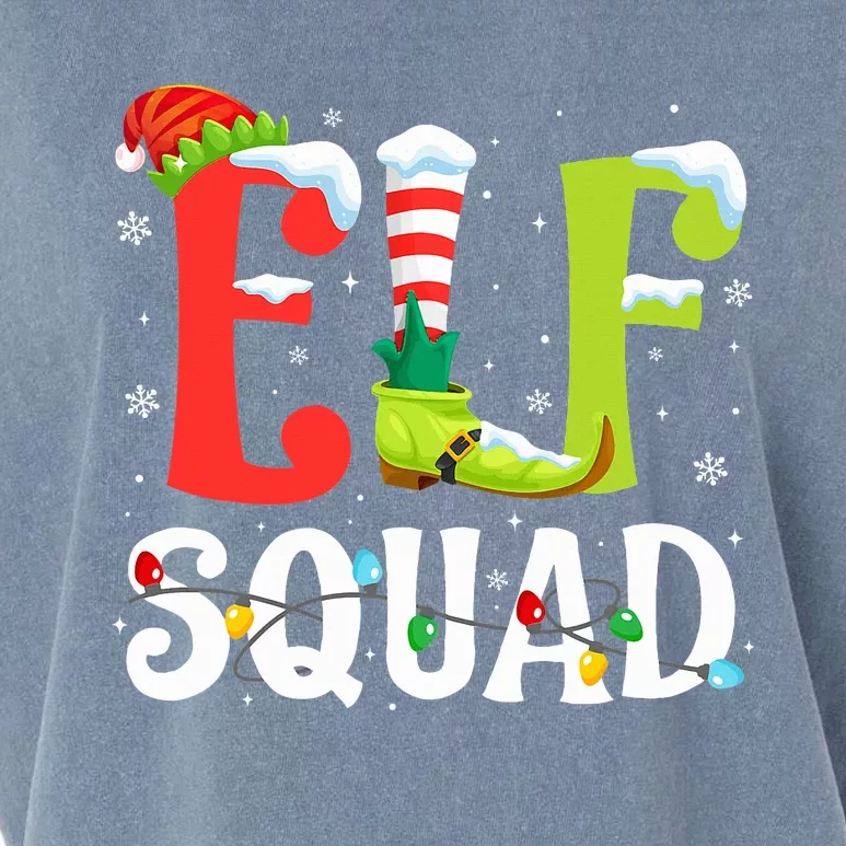 Elf Squad Christmas Family Matching Xmas Elf Pajamas Garment-Dyed Women's Muscle Tee