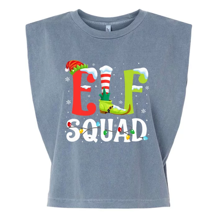 Elf Squad Christmas Family Matching Xmas Elf Pajamas Garment-Dyed Women's Muscle Tee